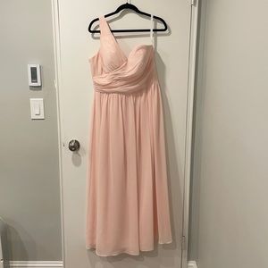 Pink Bill Levkoff One Shoulder Bridesmaid Dress